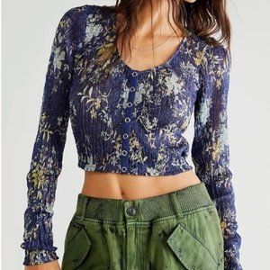 Free People Angelina Floral Print Crop Top (Medium)